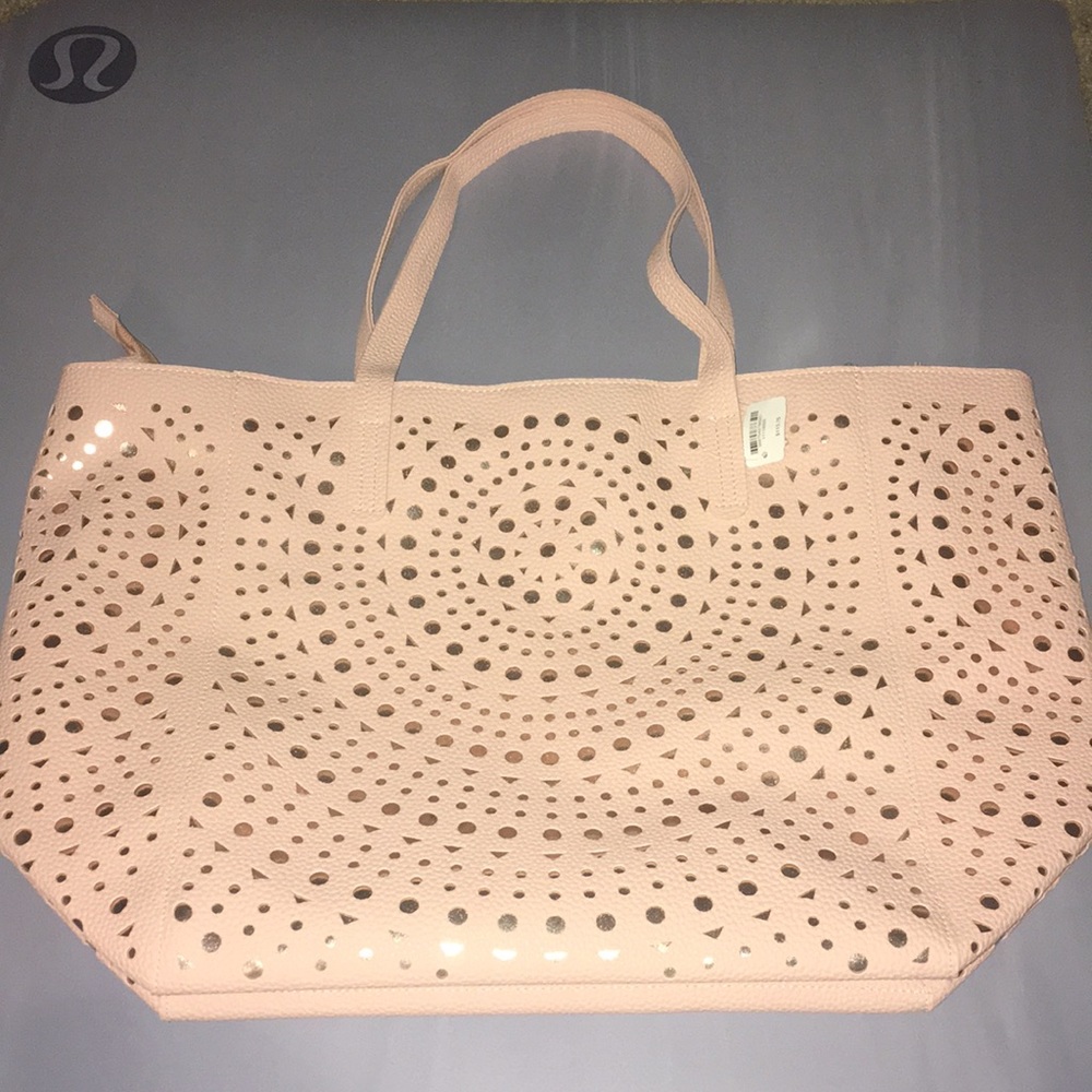Blush metallic Bath and Body Works Bag